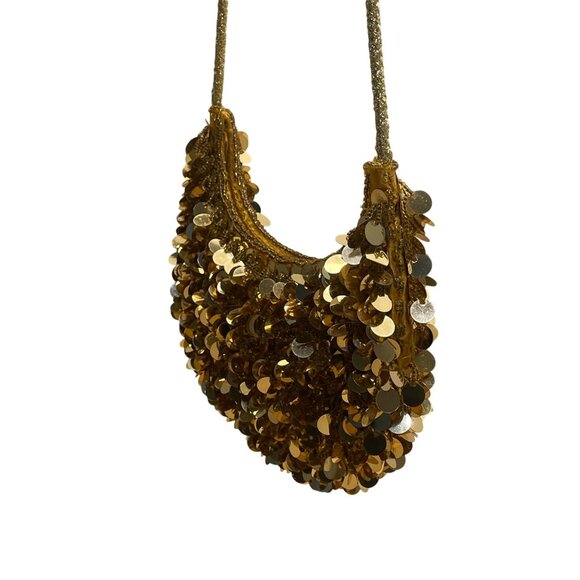 Unbranded Women’s Gold Sequin Beads With Rope Strap Evening Crossbody Bag - Picture 7 of 13